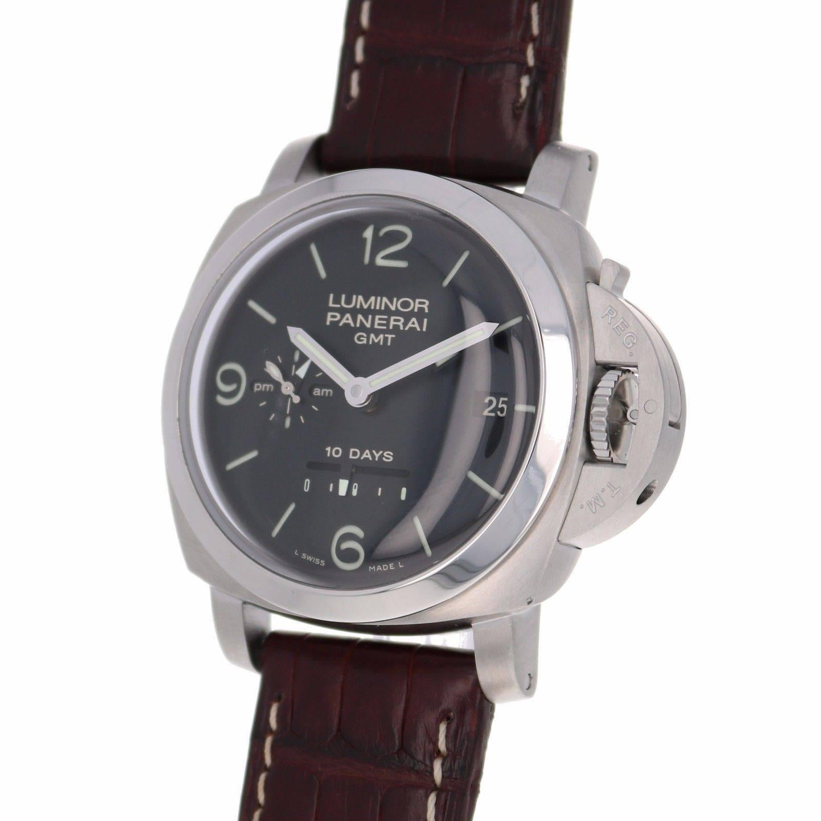 Panerai Stainless Steel Luminor 10 Day GMT Automatic Wristwatch, 1950  In Excellent Condition In Los Angeles, CA