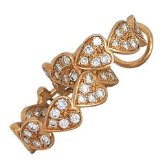 Cartier Heart Motif Diamond Gold Hoop Earrings