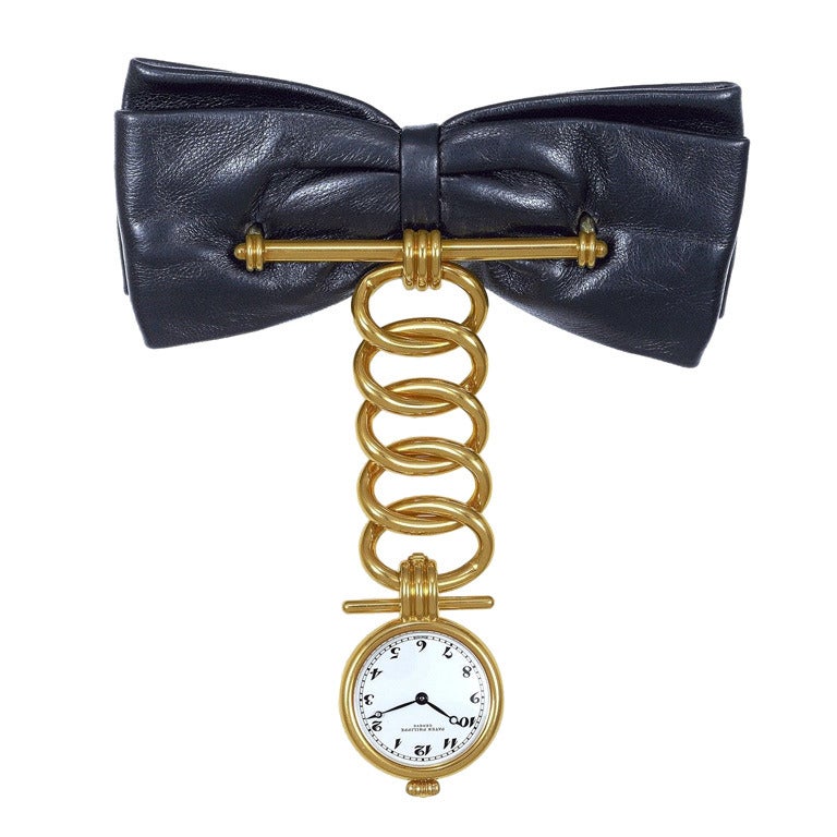 Patek Philippe Lady's Yellow Gold Bowtie Brooch Watch Ref 4762J