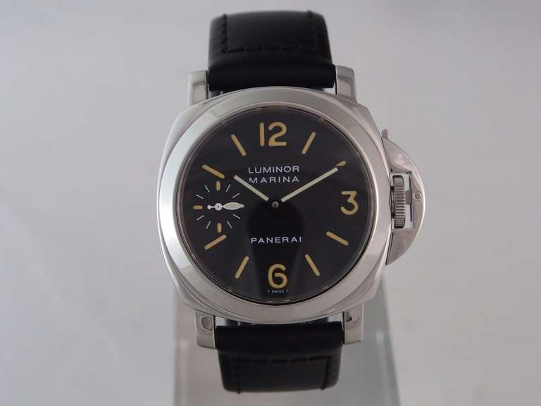 Panerai Stainless Steel Luminor Marina PAM 001 A-Series Wristwatch circa 1998 In Excellent Condition In Los Angeles, CA