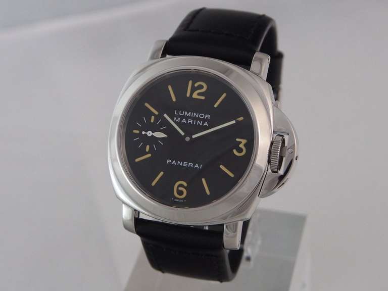 Men's Panerai Stainless Steel Luminor Marina PAM 001 A-Series Wristwatch circa 1998