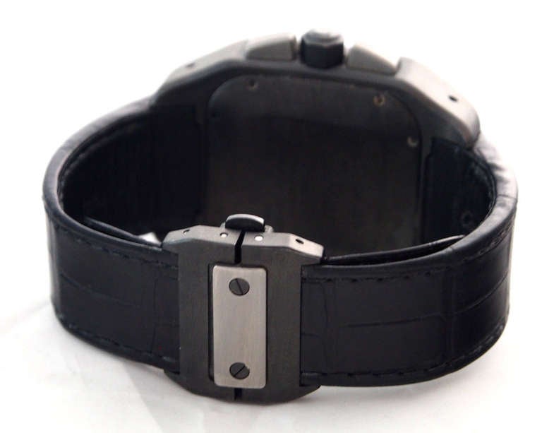Cartier ADLC Coated Titanium Santos 100 XL Chronograph Wristwatch with Date In Good Condition In Los Angeles, CA