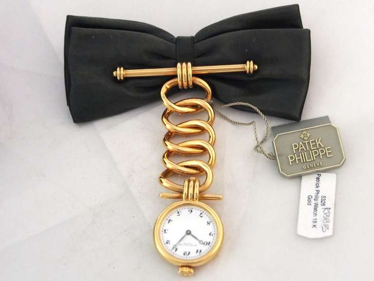 Patek Philippe Lady's Yellow Gold Bowtie Brooch Watch Ref 4762J 2