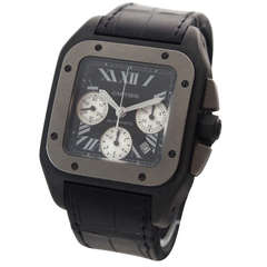 Cartier ADLC Coated Titanium Santos 100 XL Chronograph Wristwatch with Date