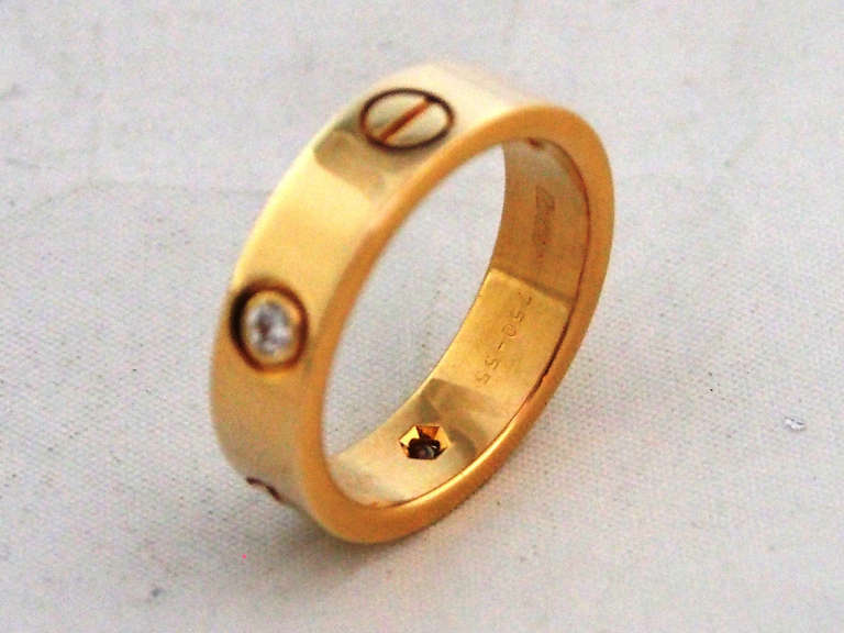 Women's CARTIER --- Love Ring 18K Yellow Gold with 3 Diamonds Ref. B4032400 Size 55 (7)