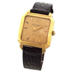 IWC Yellow Gold Square Automatic Wristwatch with Engine-Turned Bezel circa 1952