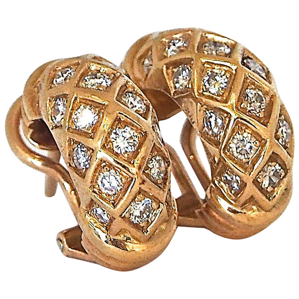 Cartier Diamond Gold Alexandria Collection Hoop Earrings