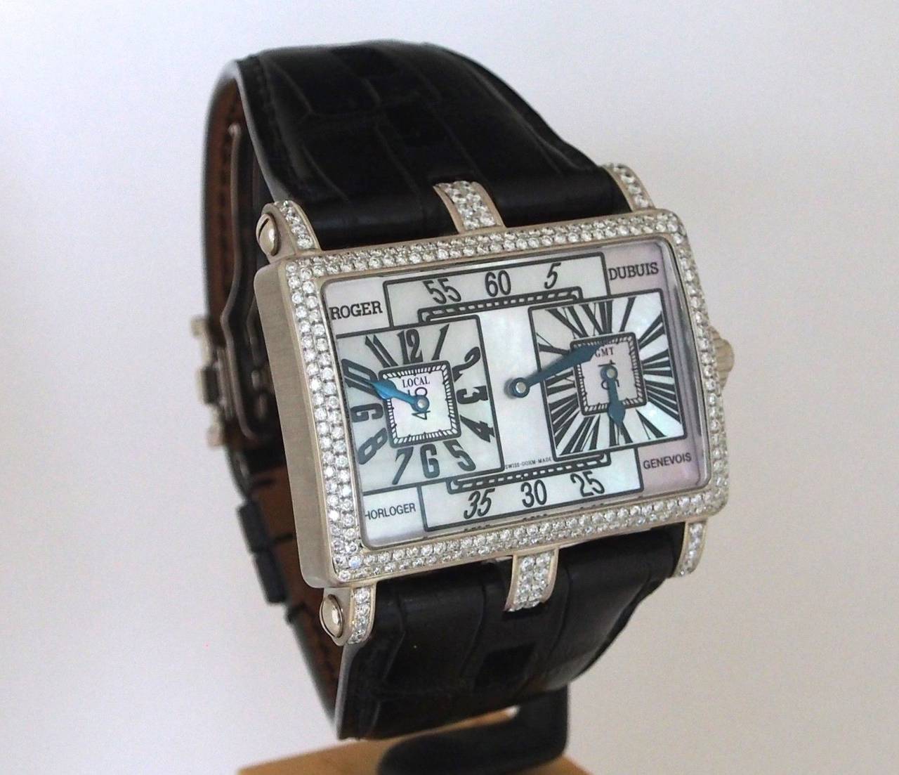 Roger Dubuis White Gold Diamond Too Much GMT Bi-Retrograde Wristwatch 1