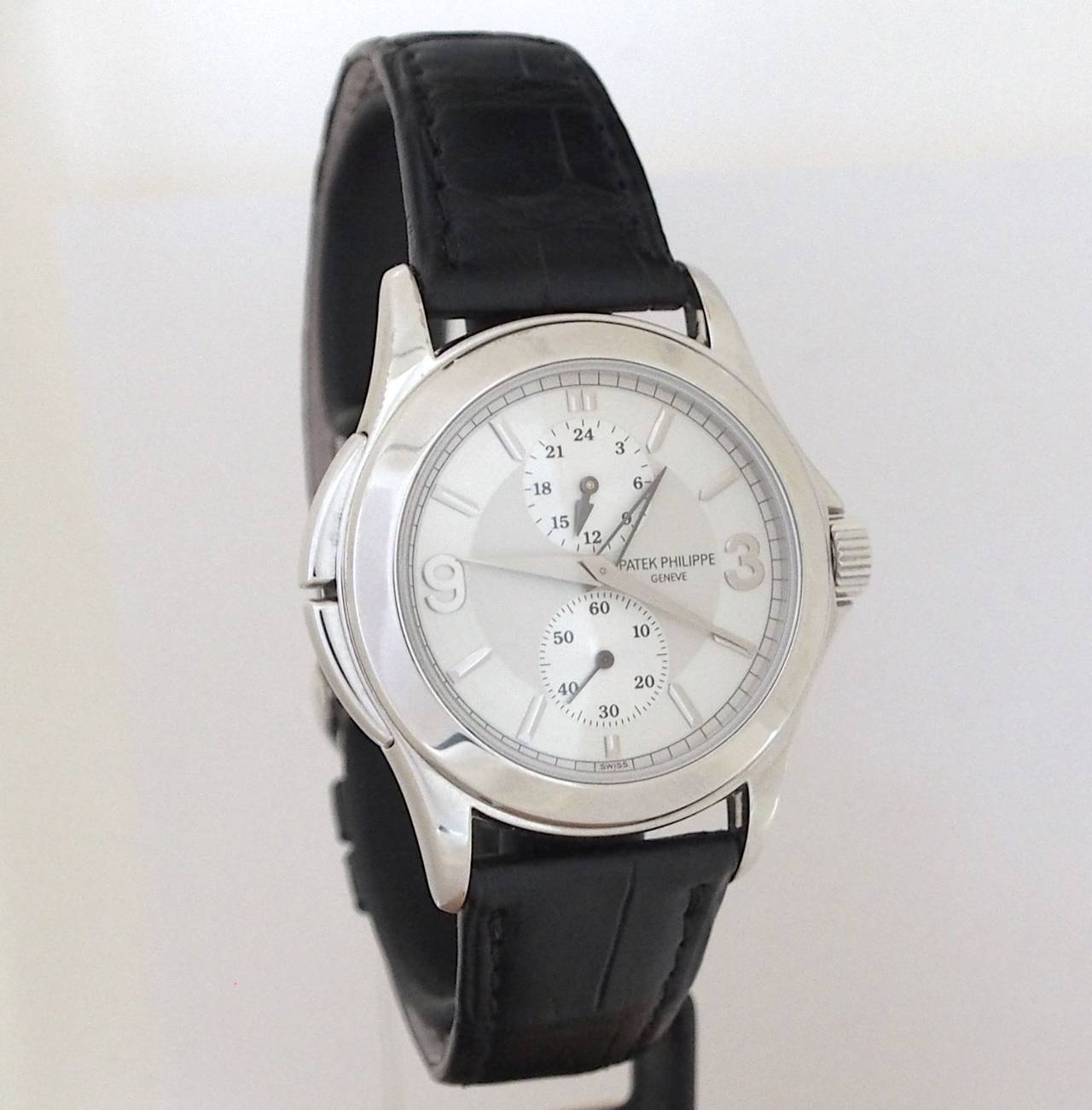 Men's Patek Philippe White Gold Calatrava Travel Time Wristwatch Ref 5134