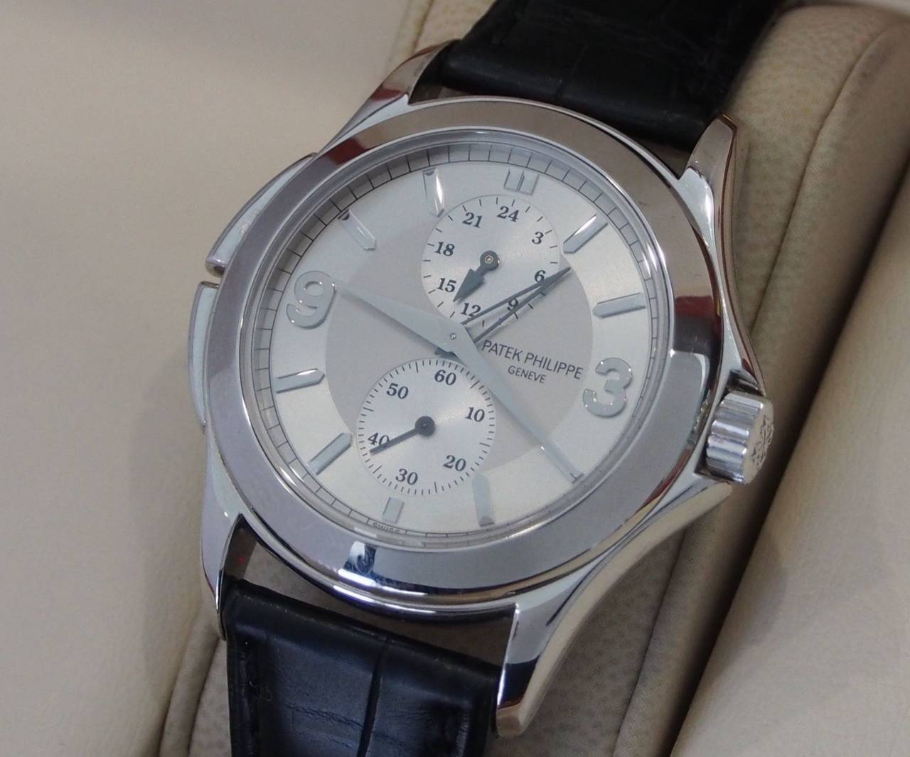 Patek Philippe White Gold Calatrava Travel Time Wristwatch Ref 5134 2