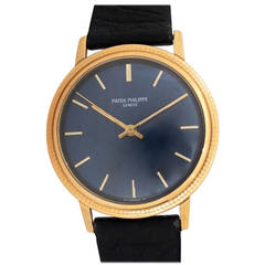 Patek Philippe Yellow Gold Calatrava Blue Dial Automatic Wristwatch Ref 3569
