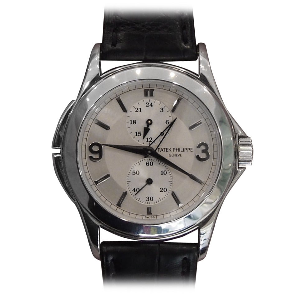 Patek Philippe White Gold Calatrava Travel Time Wristwatch Ref 5134