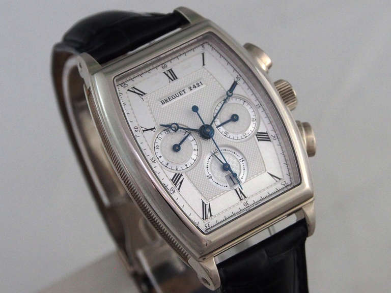 Breguet White Gold Heritage Tonneau Chronograph Wristwatch In Excellent Condition In Los Angeles, CA