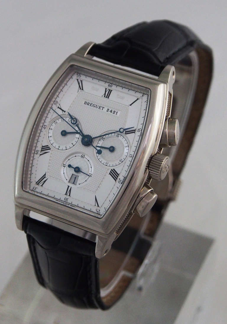 Breguet White Gold Heritage Tonneau Chronograph Wristwatch 1