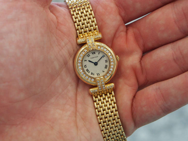 Cartier Lady's Yellow Gold and Diamond Colisee Bracelet Watch 4