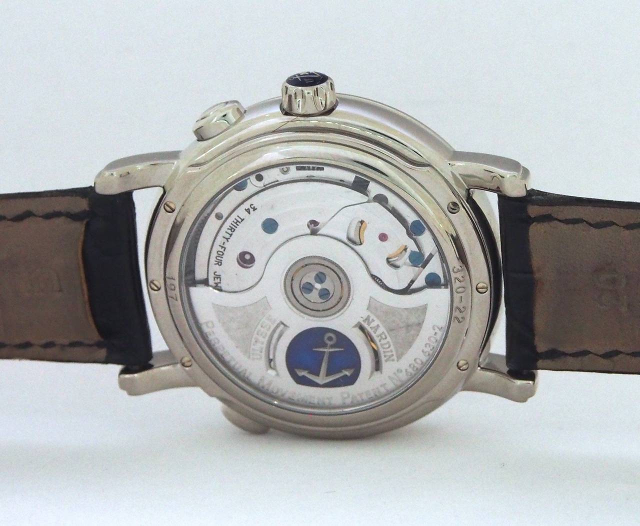 Women's Ulysse Nardin White Gold GMT Perpetual Calendar Dual Time Black Dial Wristwatch