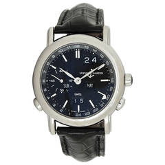 Ulysse Nardin White Gold GMT Perpetual Calendar Dual Time Black Dial Wristwatch