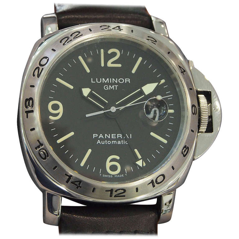 Panerai Stainless Steel Luminor GMT Wristwatch PAM 23