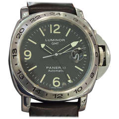 Retro Panerai Stainless Steel Luminor GMT Wristwatch PAM 23