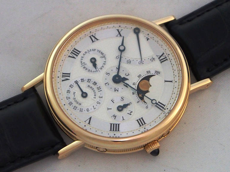 Breguet Yellow Gold Clasique Perpetual Calendar Power Reserve Wristwatch