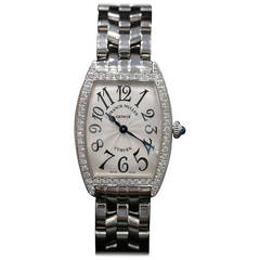 Franck Muller Lady's Stainless Steel and Diamond Cintree Curvex Wristwatch