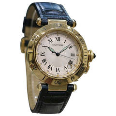 Retro Cartier Yellow Gold Pasha Automatic Wristwatch with Date