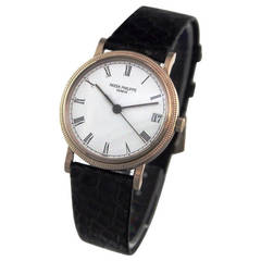 Retro Patek Philippe White Gold Calatrava Wristwatch with Date Ref 3802G