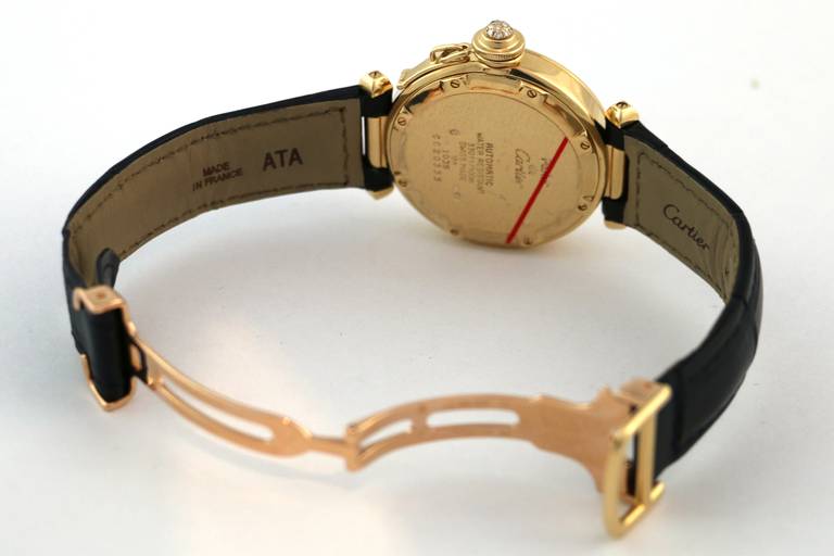 Cartier Lady's Yellow Gold and Diamond Automatic Pasha Wristwatch circa 2000s 3