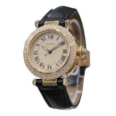Cartier Lady's Yellow Gold and Diamond Automatic Pasha Wristwatch circa 2000s