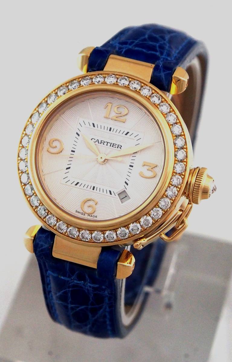 Cartier Lady's Yellow Gold and Diamond Pasha Wristwatch circa 2000s