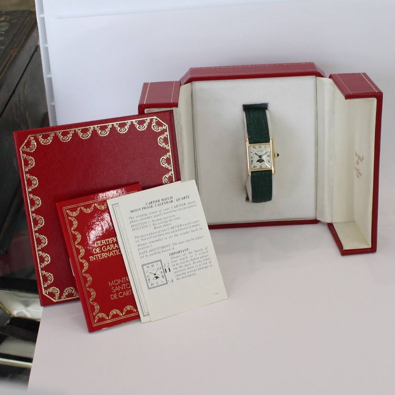 Cartier Lady's white gold Tank Moonphase Quartz Wristwatch 1