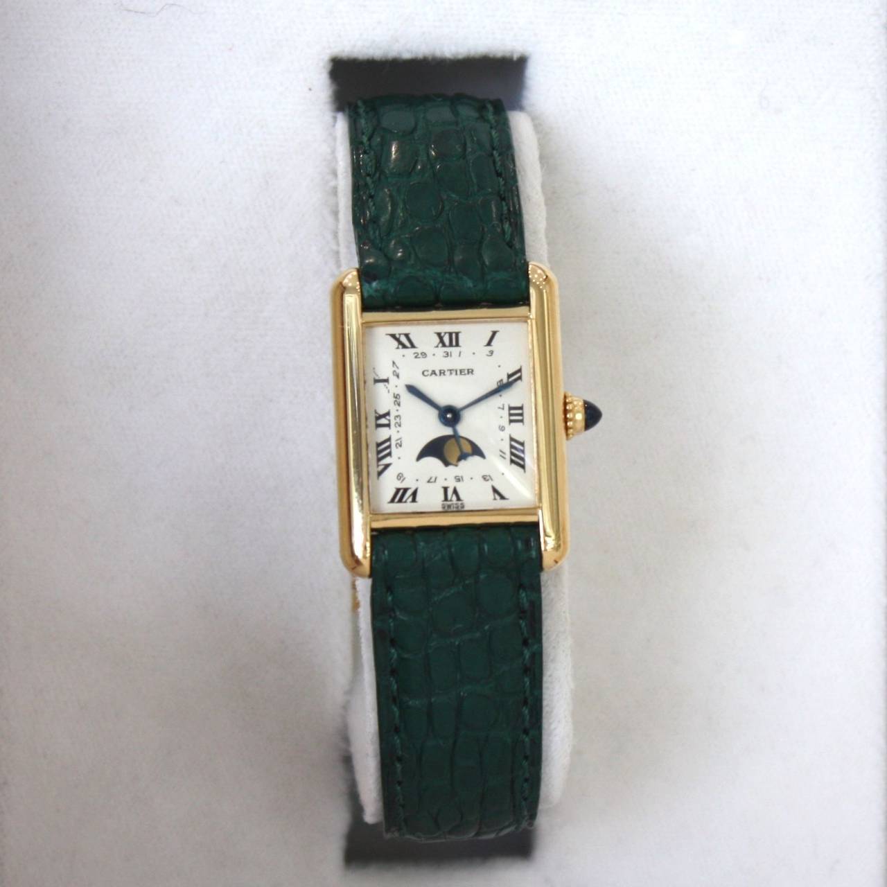 Cartier Lady's white gold Tank Moonphase Quartz Wristwatch 3