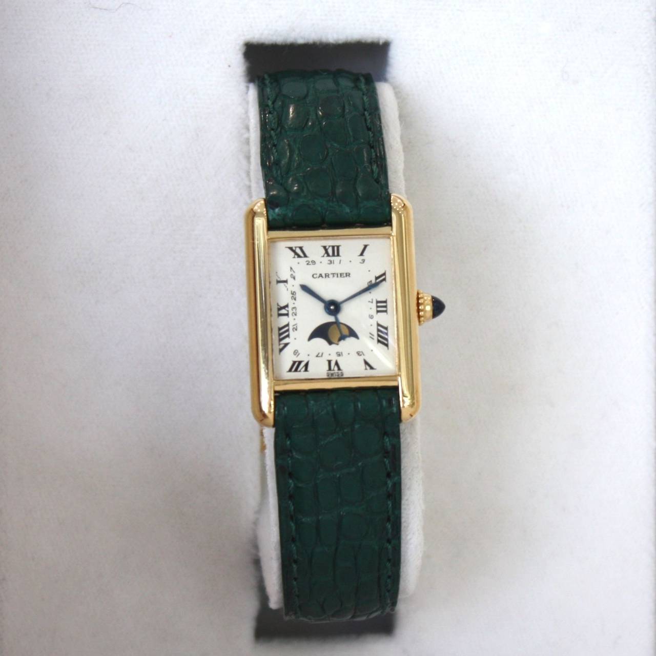 Cartier Lady's white gold Tank Moonphase Quartz Wristwatch 2