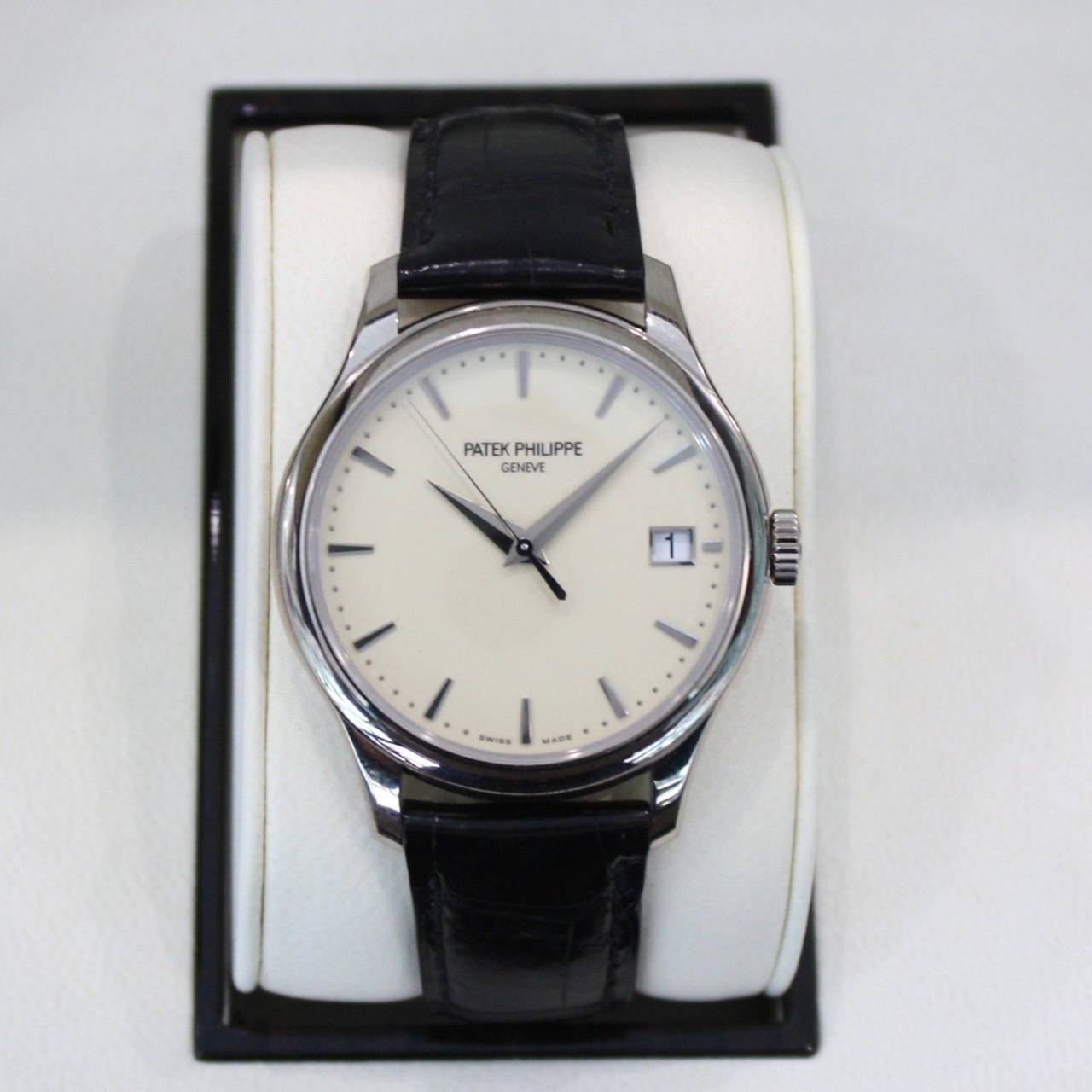 Men's Patek Philippe White Gold Ivory Lacquered Dial Automatic Wristwatch Ref  5227G