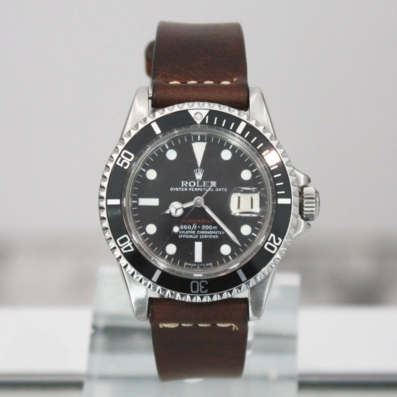 Rolex Stainless Steel Red Submariner Mark V Dial Automatic Wristwatch Ref 1680