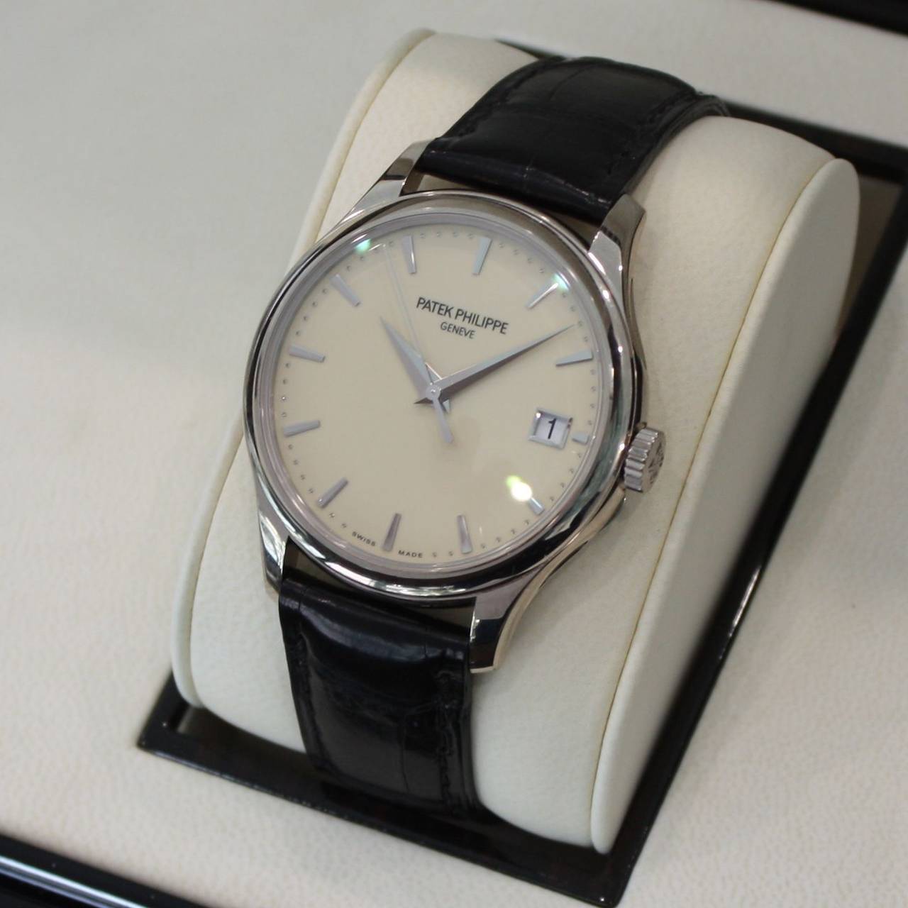 Patek Philippe White Gold Ivory Lacquered Dial Automatic Wristwatch Ref  5227G 1