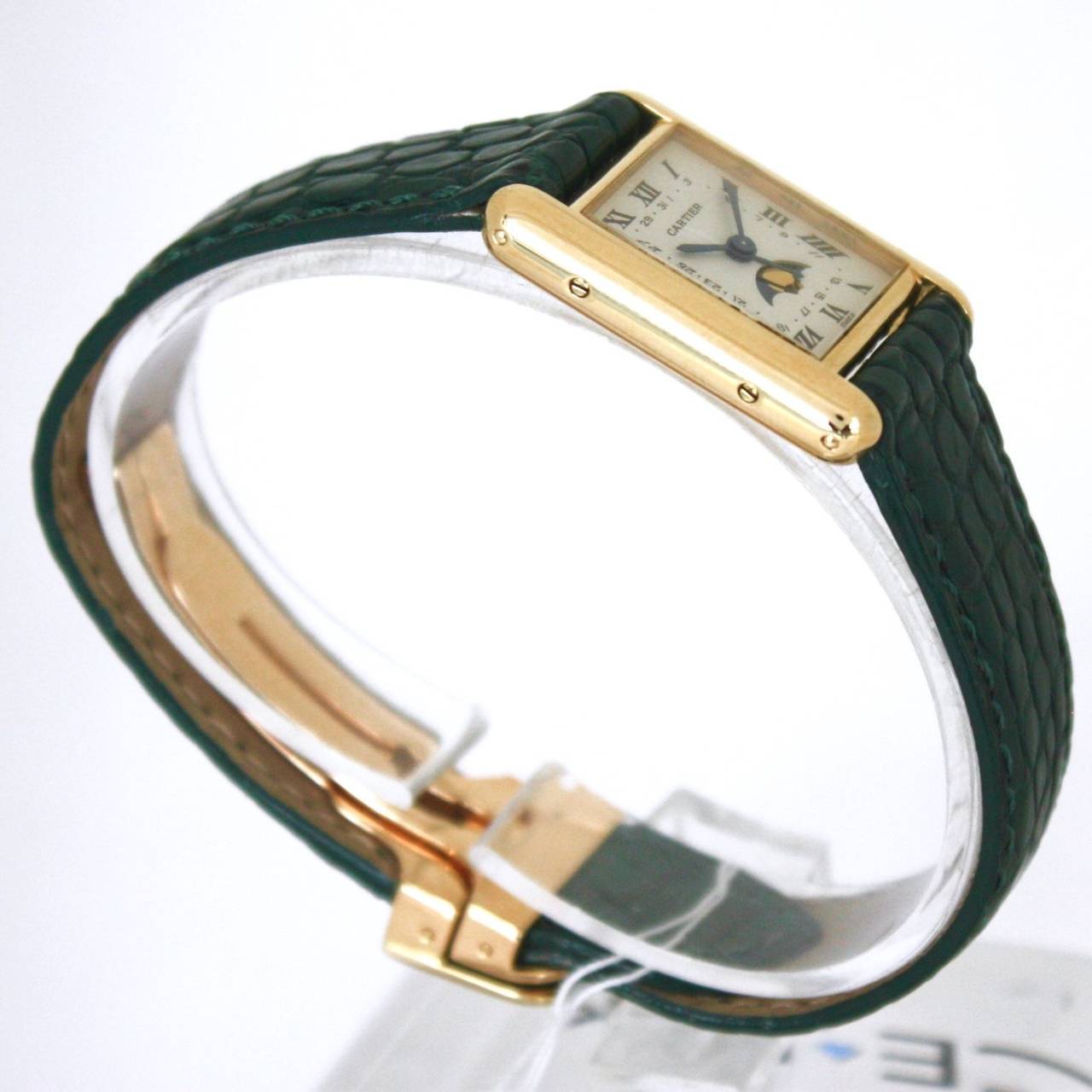 Women's Cartier Lady's white gold Tank Moonphase Quartz Wristwatch