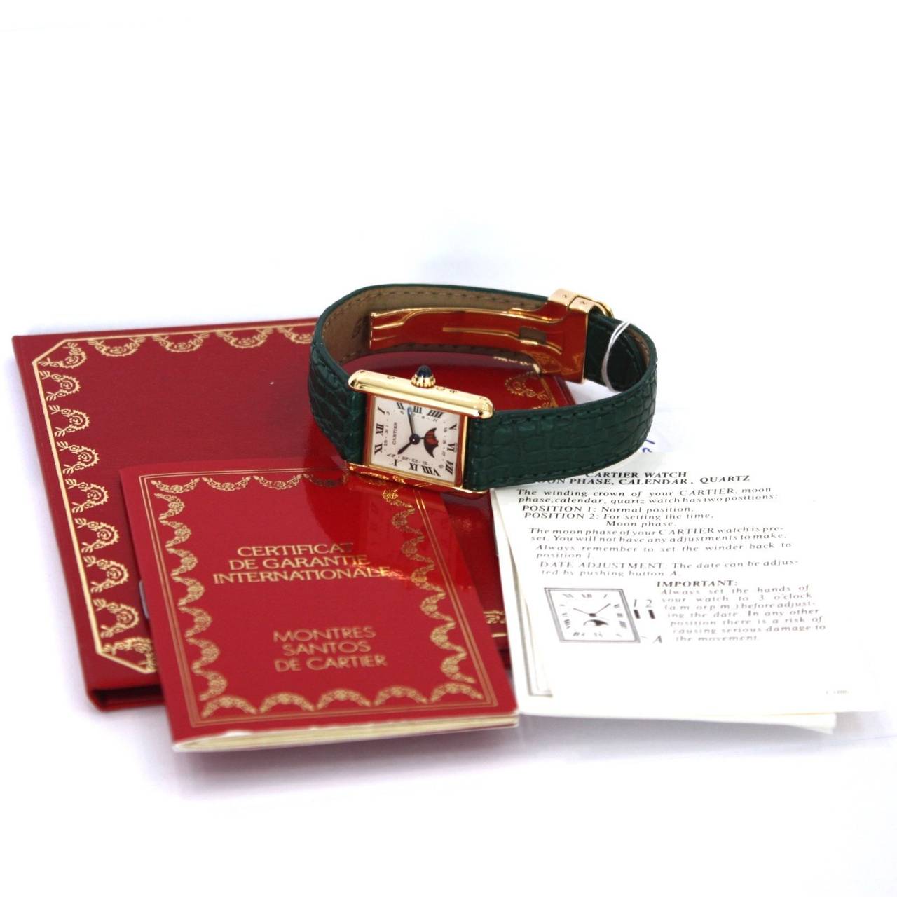 Women's Cartier Lady's white gold Tank Moonphase Quartz Wristwatch