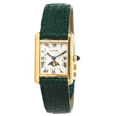Vintage Cartier Lady's white gold Tank Moonphase Quartz Wristwatch