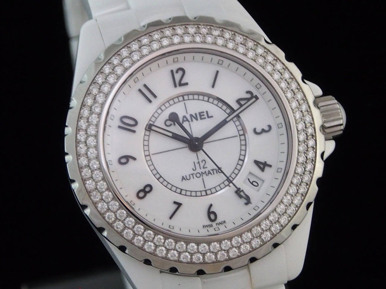 Chanel J12 Automatic 38mm H0969 Black Ceramic Diamond watch Box + Papers