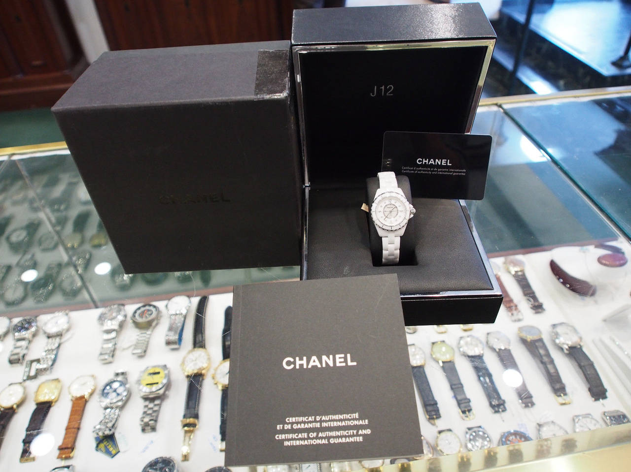 Women's Chanel Lady's White Ceramic J12 Wristwatch with Diamond Dial