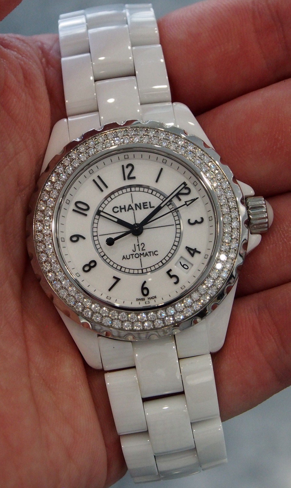 chanel ceramic watch j12 diamond
