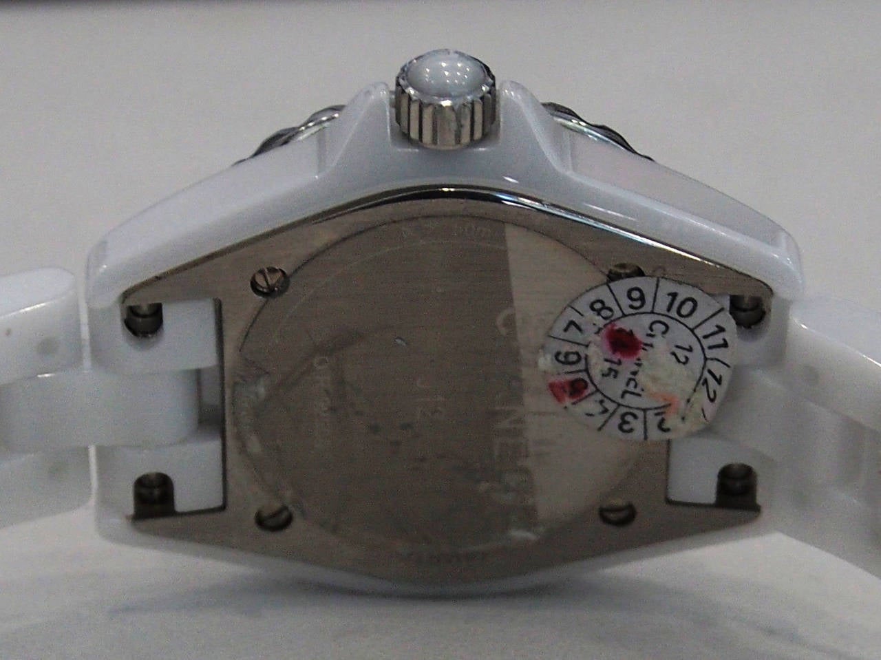 Chanel Lady's White Ceramic J12 Wristwatch with Diamond Dial 4