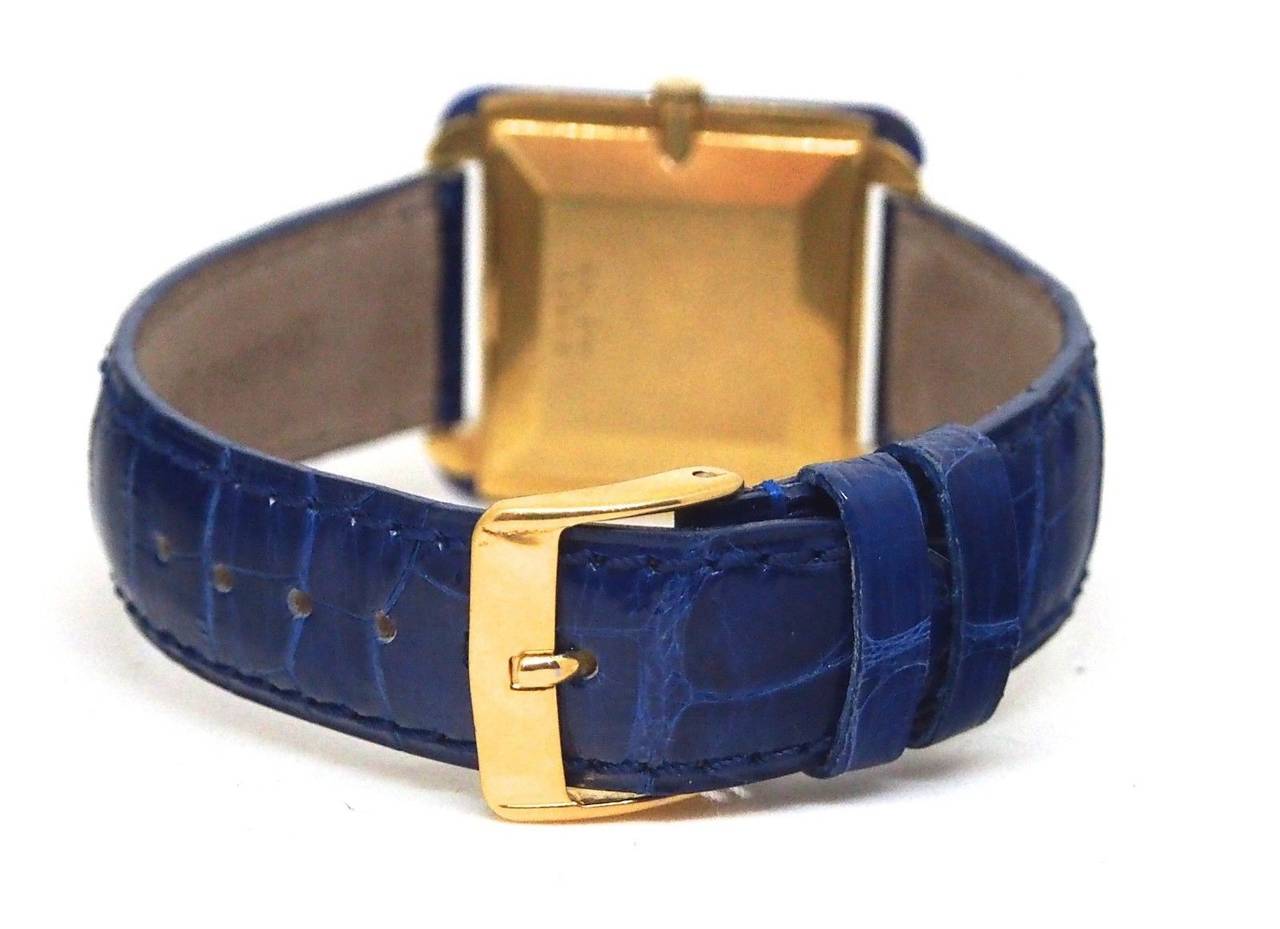 Chopard Yellow Gold and Lapis Lazuli Rectangular Wristwatch circa 1960s 5
