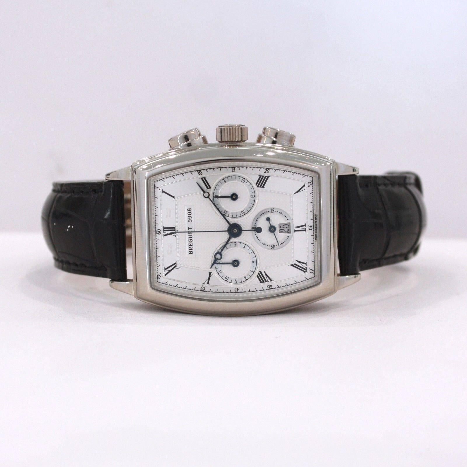 Men's Breguet White Gold Heritage Tonneau Chronograph Wristwatch Ref 5460BB/12/996