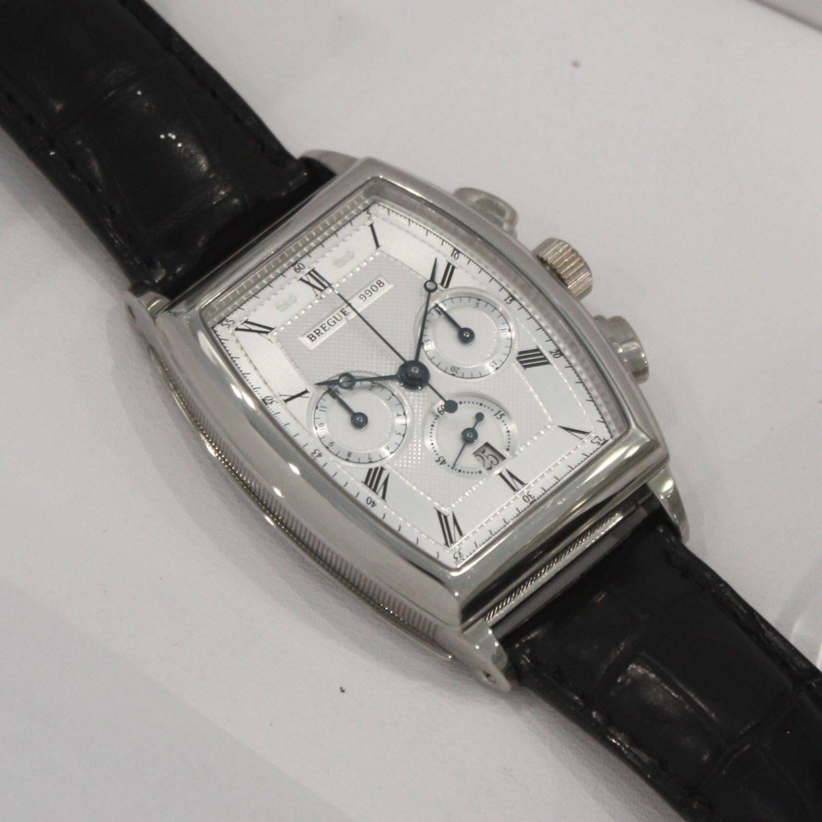 Breguet White Gold Heritage Tonneau Chronograph Wristwatch Ref 5460BB/12/996 In Excellent Condition In Los Angeles, CA