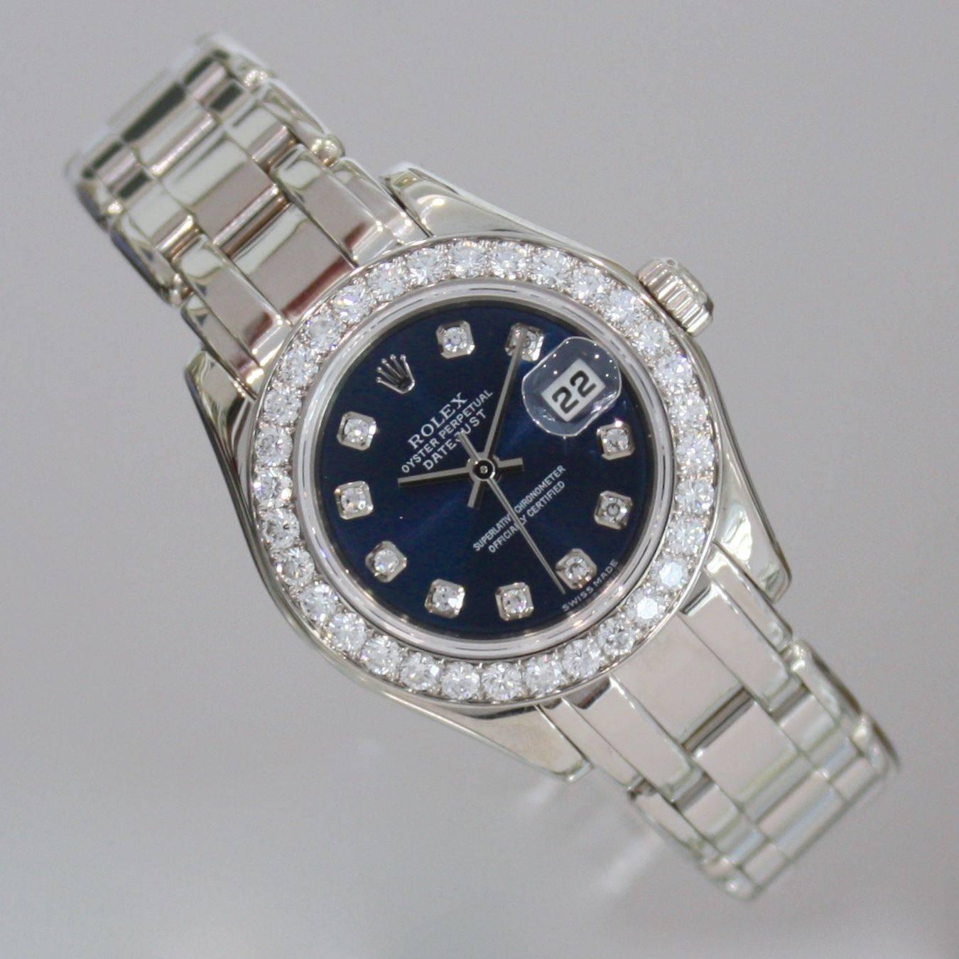 Women's Rolex Lady's Pearlmaster White Gold Diamond Wristwatch Ref 80299