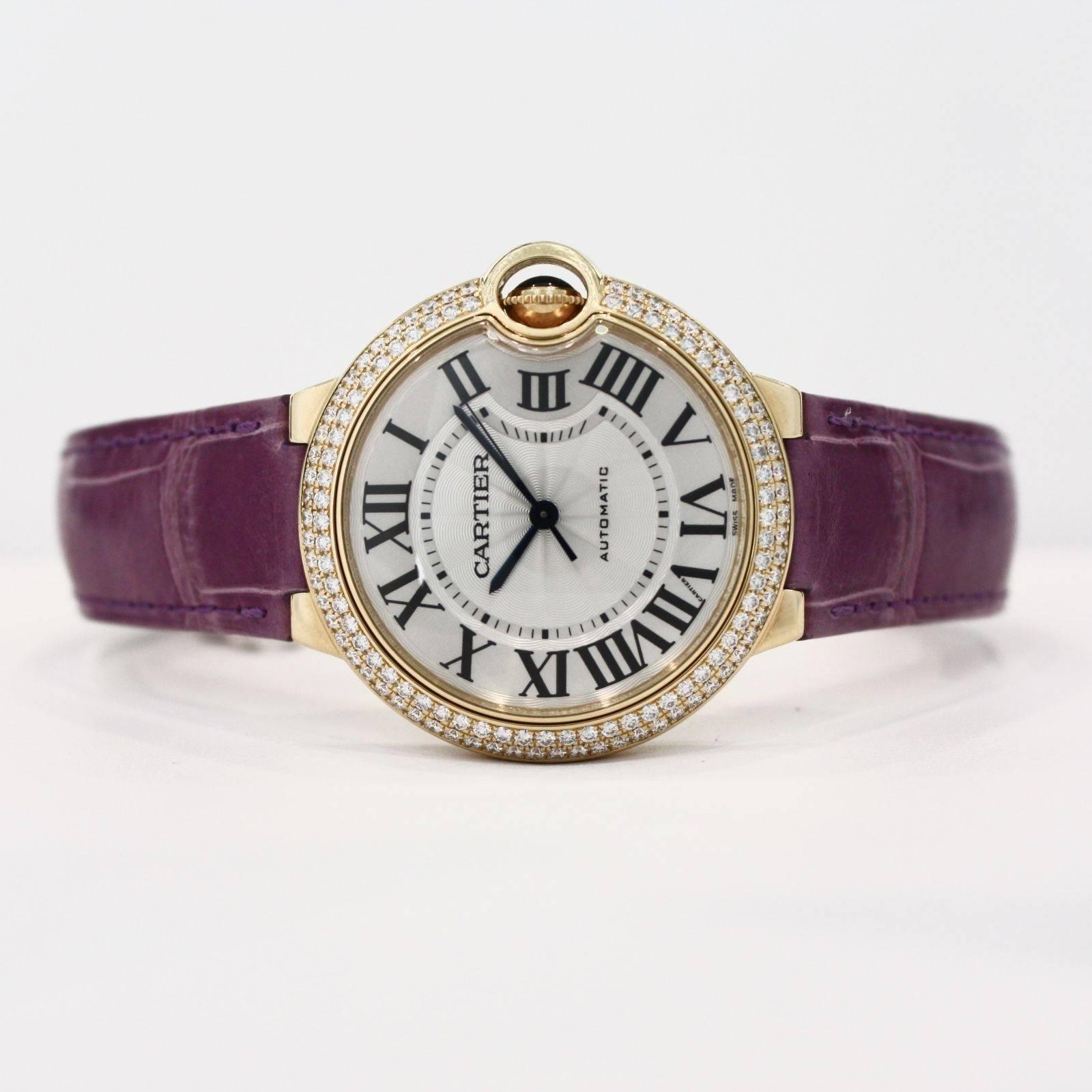 Brand Name: Cartier
Style Number: WE900451
Series: Ballon Bleu
Gender: Ladies
Case Material: 18k Yellow Gold
Dial Color: Silvered Guilloche
Movement: Automatic
Functions: Hours, Minutes, seconds
Crystal Material: Sapphire
Case Diameter: