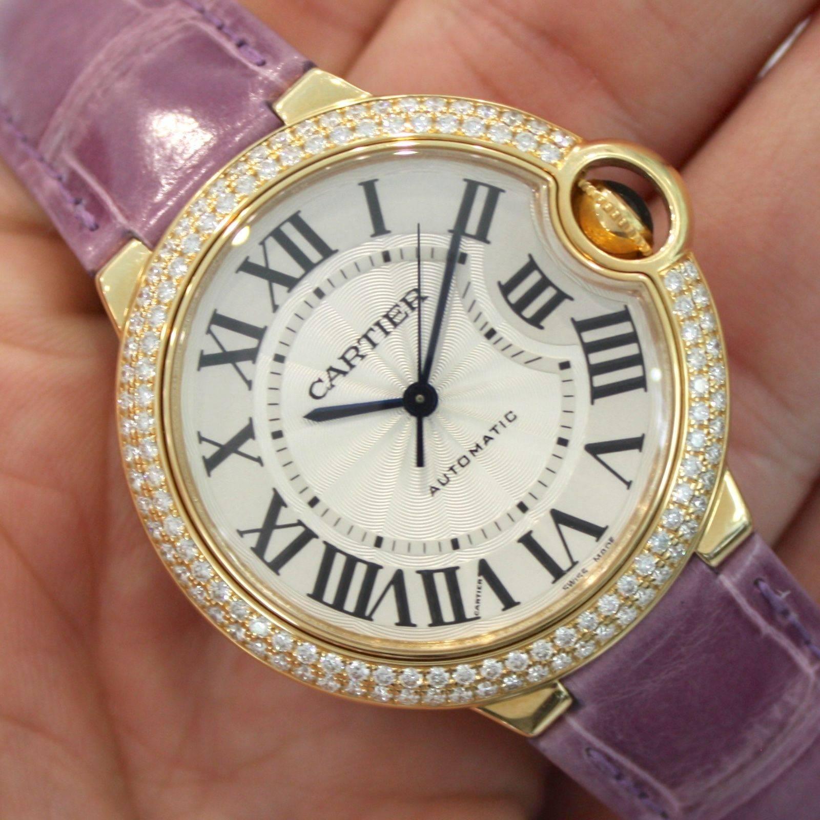 Cartier Yellow Gold Ballon Bleu Automatic Wristwatch Ref W69006 For Sale 1