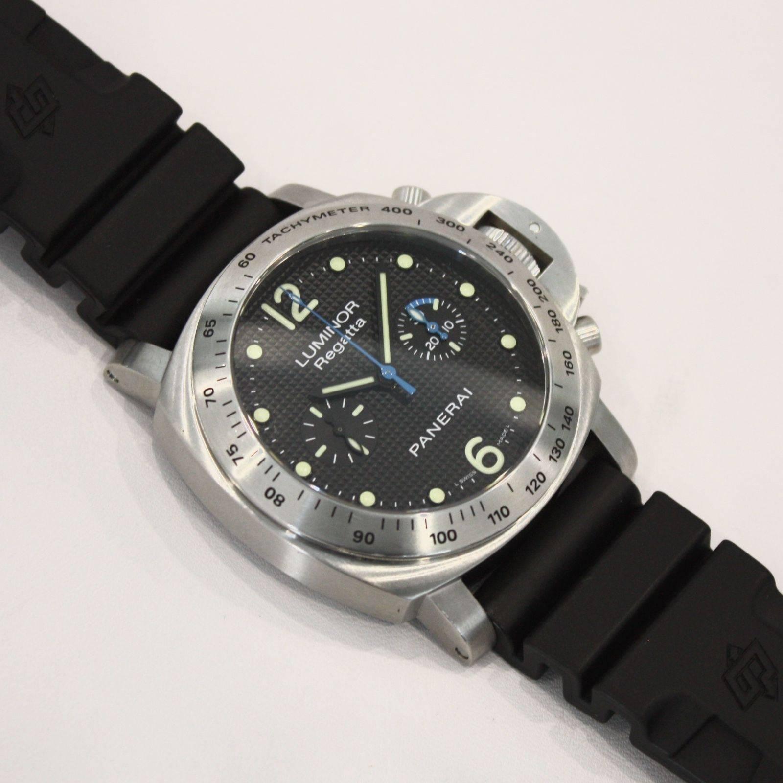 Modern Panerai Stainless Steel 308 Luminor Regatta Chronograph Wristwatch 